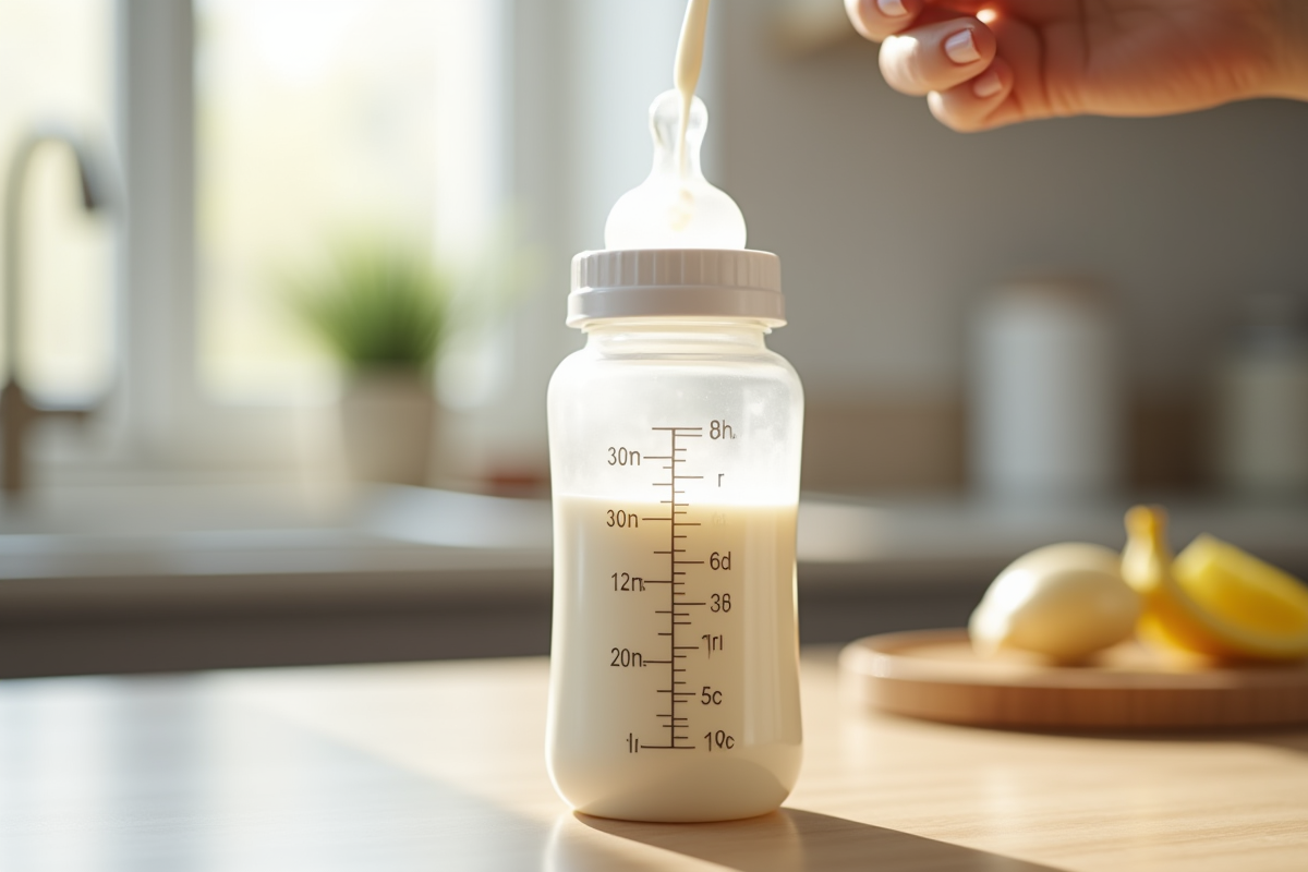 Biberon de lait avec marqueurs de 300 ml en gros plan