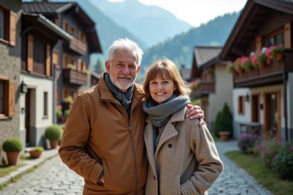 Couple alpin dans un village tyrolien authentique