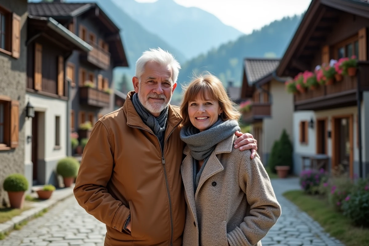 Couple alpin dans un village tyrolien authentique