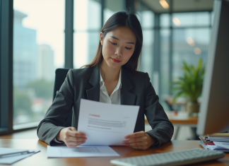 Changements à partir du 1er septembre 2025 : découvrez les nouveautés Jeune femme professionnelle étudie un document sur les changements de septembre 2025