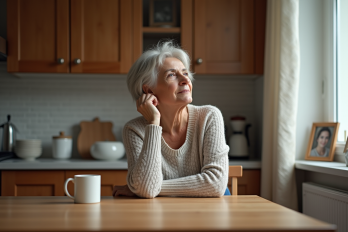 Femme d'âge moyen dans une cuisine chaleureuse