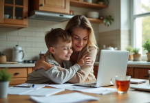 Travail et famille : des astuces pour concilier efficacement vos vies professionnelles et personnelles ! Femme et enfant dans la cuisine en moment tendre