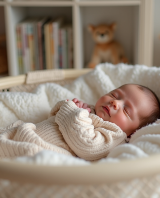 Nourrisson endormi dans une bassinet moderne dans une nurserie chaleureuse