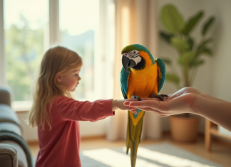 Perroquet Venezuela Amazon dans un salon lumineux