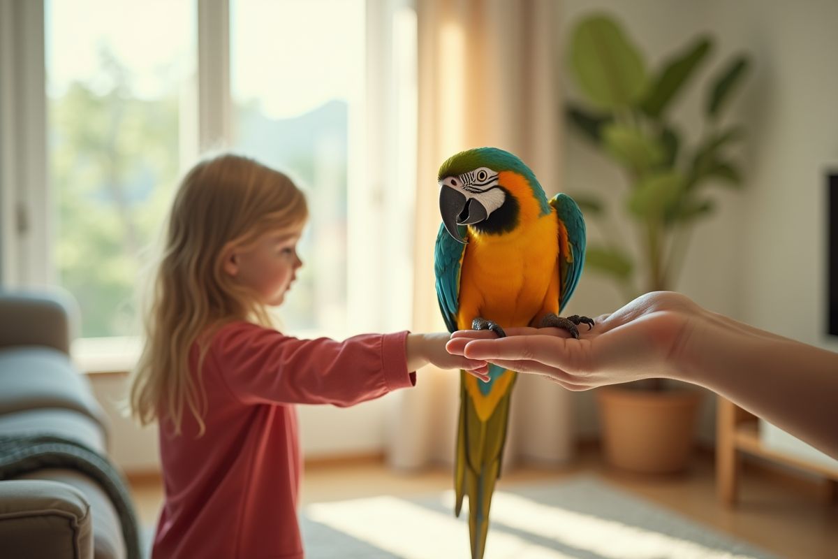 Perroquet Venezuela Amazon dans un salon lumineux